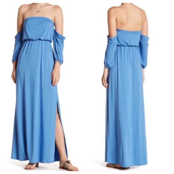 Go Couture Dresses & Skirts - Go Couture Blue Off-The-Shoulder Maxi Dress